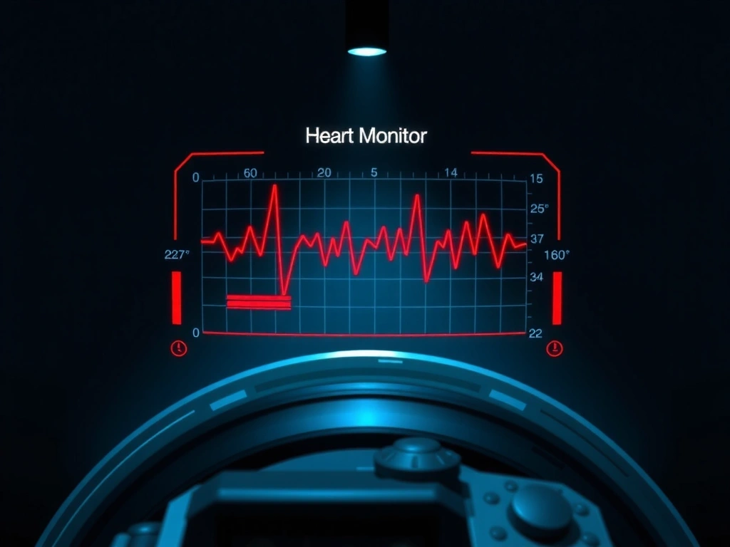 Deconstructed game interface showing health as a graph, enemy paths, and environmental cues