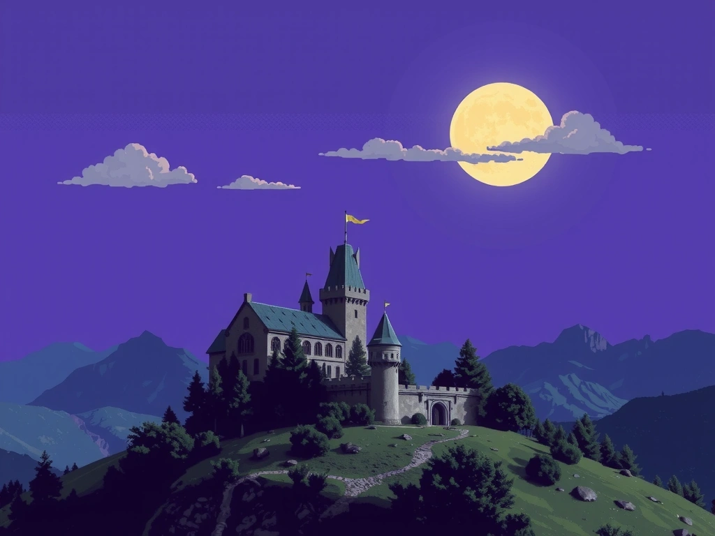 Retro pixel art landscape